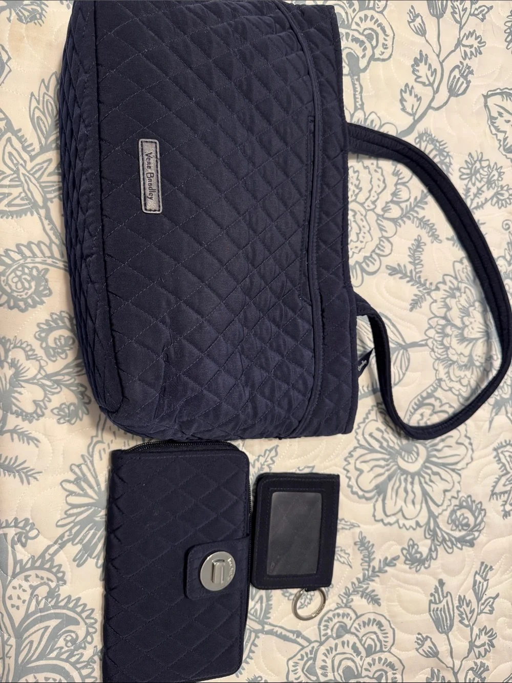 Vera Bradley Quilted Navy Purse with Wallet & ID Case
